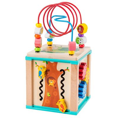 China Children Toys Clock Wooden Multifunctional High Speed ​​Treasure Box Animal Beaded Baby Toys Games Children for sale