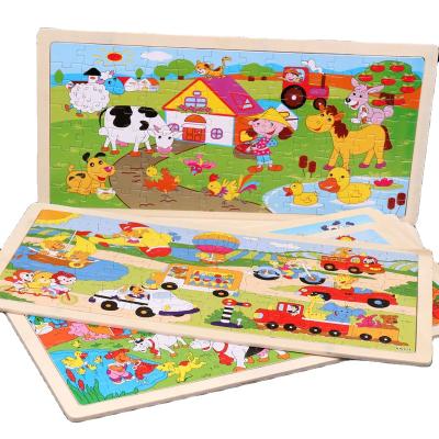 China Wooden Puzzle Games 96 Pieces 2021 Wholesale Kids Learning Toys Cheap Wooden Children Educational Toys Puzzles for sale