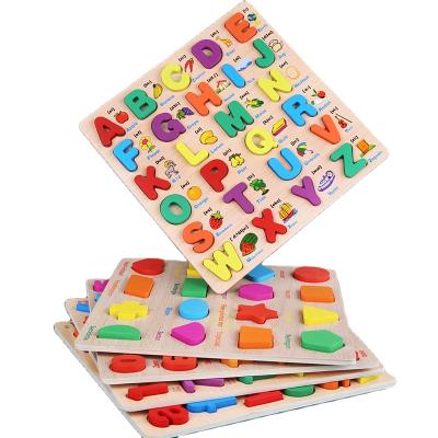 China Eco-friendly 2021 Letters Numbers Forms Kids First Educational Toys Montessori Puzzle Matching Board Game for sale