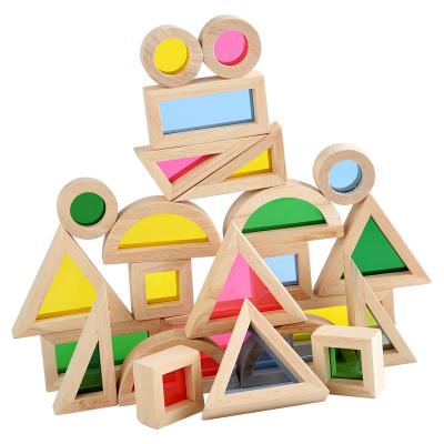 China Eco-friendly Baby Colorful Stack Tower Wooden Children's Creative Assembling Kaleidoscope Early Educational Toys for sale