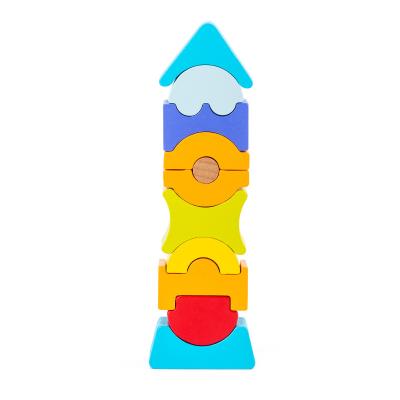 China Eco-friendly Wooden Animal Pyramid Balance Building Block The Stall Toys Parent-child Interaction Educational Toys for sale