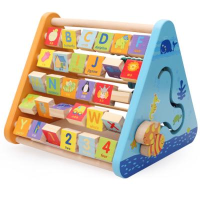 China Eco-Friendly 5 Side Learn Shelf Multifunctional Abacus 4 In 1 Early Montessori Wooden Education Jigsaw Puzzle for sale