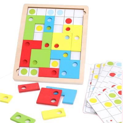 China Eco-friendly Logical Thinking Eco-friendly Kindergarten Russia Building Block Montessori Wooden Puzzle Toy for sale