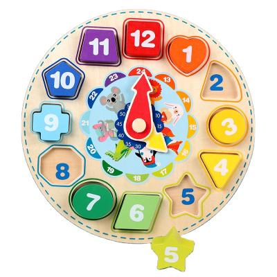 China 2021 Educational Wholesale Wooden Lacing Clock Children Kids Time Math Kids Montessori Early Learning Educational Toys for sale