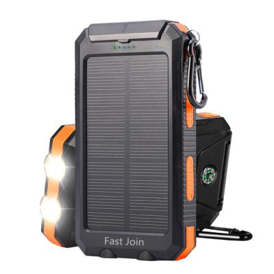 China Mobile Phone Charger Power Bank Portable Solar Charger waterproof 10000mah solar power banks with dual flashlight for sale