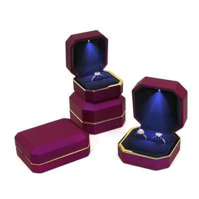 China Wholesale Neutral Universal Red Purple Led Jewelry Gift Box Wedding Ring Box With Led Pendant Light High Quality Jewelry Box for sale