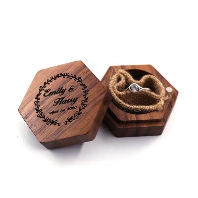 China Current Solid Wooden Wooden Hexagonal Magnetic Hexagon Ring Jewelry Boxes Unique Vintage Gift Jewelry Boxes Wooden Factory Jewelry Boxes for sale