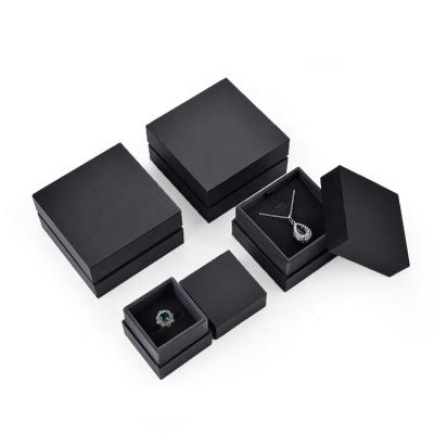 China Bottom Type European Luxury White Black Velvet Paper Jewelry Box Fancy Ring Bracelet Earring Cover Leatherette Packaging Jewelry Box for sale