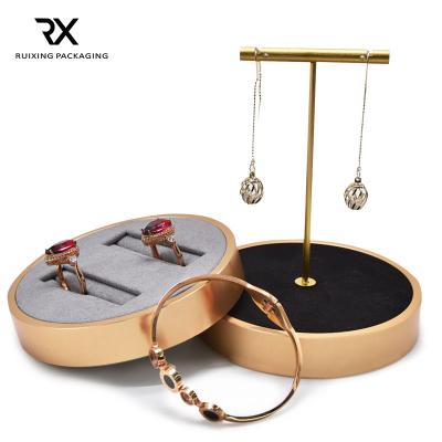 China Simple Modern Jewelry Props Metal Around Necklace Display Stand Ring Bracelet Earrings Mount for sale