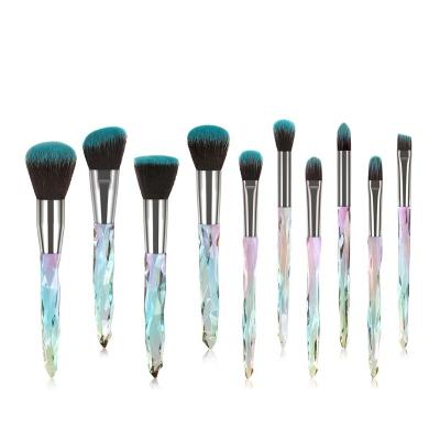 China Angular Blush 2020 Latest 10pcs Crystal Diamond Glitter Multicolor Eye Shadow Eyebrow Makeup Brushes for sale