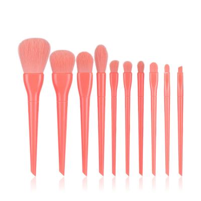 China Angular Blush Hot Sale 10pcs/set Candy Color Macaron Makeup Brush Green Pink Blue Orange Tool Kit In Stock for sale