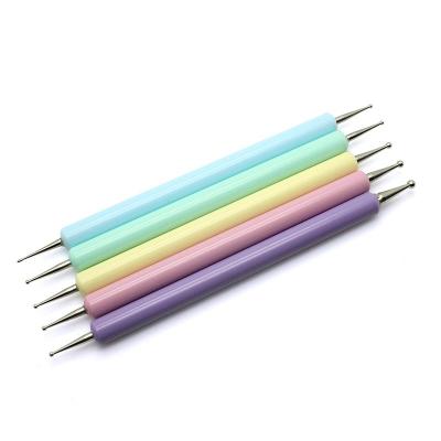 China 5pcs/pack Nail Point Drill Pen Double Head Hook Flower Acrylic Nail Brush for sale