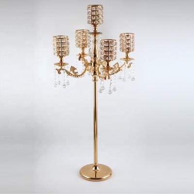 China 5am ​​Crystal Wedding Centerpieces Gold Candelabra from Weddings for sale