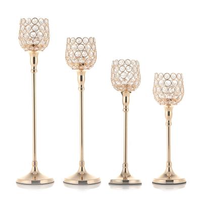 China Holiday Supplies Gold/Silver Crystal Candle Holder For Wedding Home Decor for sale