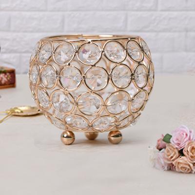 China Holiday supplies glass crystal candle holders for wedding centerpieces table decoration 10cm diameter for sale