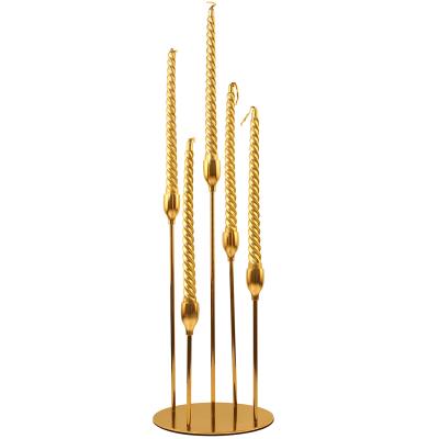 China Hot Luxury Home Decoration 50 Arms Candelabra 5 Centerpieces Table Wedding Gold Iron Decoration 50 Home Metal New Design Carton Plated 18*18*38CM for sale