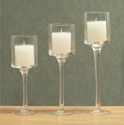 China Wedding Party Home Decoration Wholesale Home Decor Clear Glass Candlestick Stand Candle Tealight Clear Votive Holders for sale