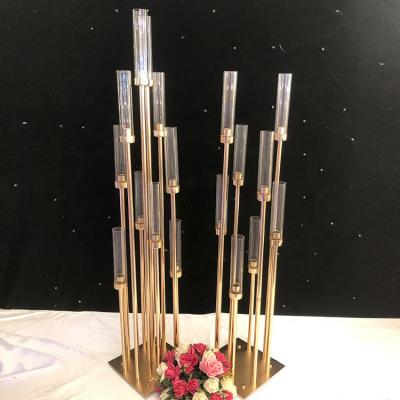 China Weddings Metal Candle Holders 8/10 AM Wedding Table Centerpieces Decoration Glass Candelabra for sale