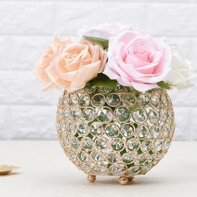 China Home Centerpieces Gold Vase Decor Morden 2pcs Morden Sliver Crystal Luxury Handmade Holder Table Round/Gold Sliver Wedding VINCIGANT 13cm for sale