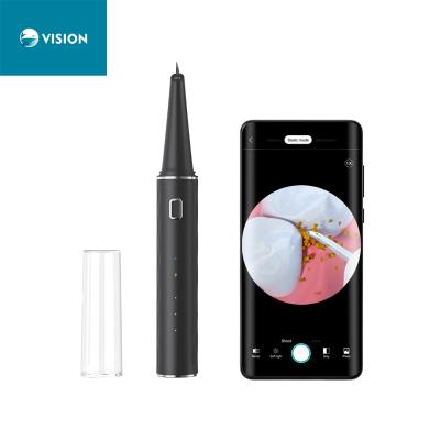 China Fashion Design Black Visual Dental Scaler Waterproof Calculus Remover With Mini Camera LED Auxiliary Light Supporting IOS Android Phone Tablet for sale