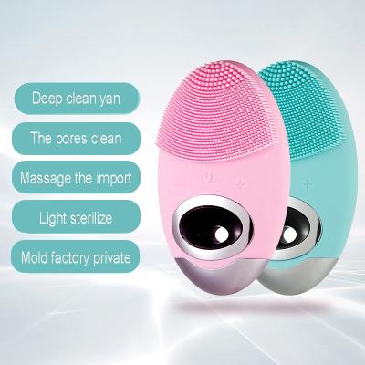 China Professional Customized Ultrasonic Soft Bristle Waterproof Soft Silicone Face Brush Electric Deep Cleansing Silicone Facial Cleanser for sale