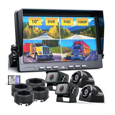 China Factory Supply 10.1in Quad Slot Loop Recording Monitor Waterproof Night Vision Waterproof Built in 9in IPS DVR Monitor and AHD Cameras Kit for sale