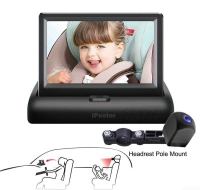 China NIGHT VISION iPoster Viewing Infant In Seat Baby Monitor Rear Facing Rear View Camera With Bracket For 4.3 Inch Foldable Monitor for sale