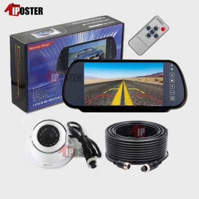 China iPoster 7 Inch Car Mirror Reverse Monitor + 12 Infrared Night Vision Car LED Camera Backup Kits 7 INCH for sale