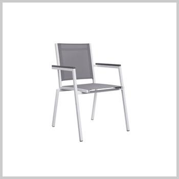 China Gray Modern Elegant Outdoor Aluminum Cooling Bistro Chairs Outdoor Restaurant Dining Chairs for sale