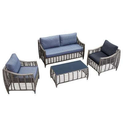 China Modern PE 4pc rattan garden sofas furniture wicker patio rattan sofa set outdoor furniture sofa set for sale