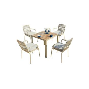 China Water Proof Wholesale Furniture Outdoor Garden Yard Aluminum Stackable Dining Table Chairs Set for sale