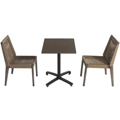 China Traditional Woven Wood Rope Furniture Patio Bistro Bistro Table Sets Outdoor Dining Table and 3 Pcs Chairs for sale