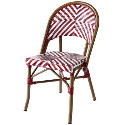 China Traditional Pink Outdoor Bamboo French Bistro Chair Rattan Garden Furniture Antique Garden Chairs for sale