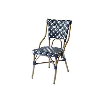 China Cooling Blue Antique French Blue Bistro Vintage Armless Chairs Rattan Restaurant Dining Chair for sale