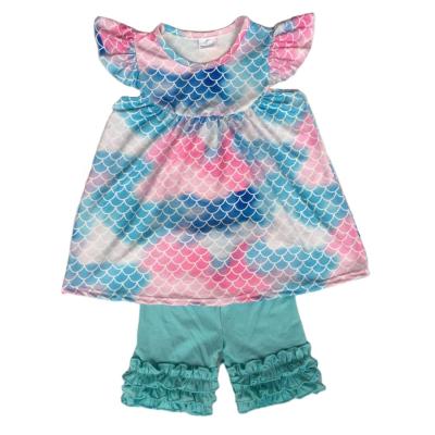 China Fast Shipping Adorable Hive 2pcs Mermaid Kids Girl Mermaid Summer Spring Summer Spring Casual Teen Hive Outfit for sale