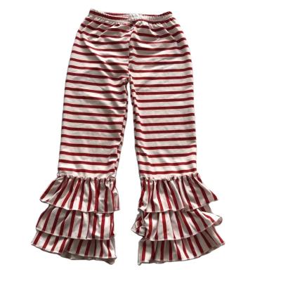 China Factory direct babies breathable lace up stripe ruffle spring and autumn cute pants pants for kids girls for sale