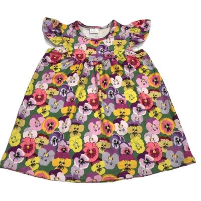 China 2022 New Design Summer Washable Kids Flower Fashion Breathable Cotton Floral Kids Babies Bead Dresses for sale