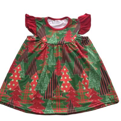 China Low Price Washable Custom Baby Mini Dress Cute Print Dress With Flying Sleeves for sale