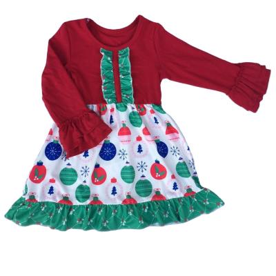 China Wholesale Bulk Washable Xma Cute Baby Kids Baby Ruffle Ornament Newborn Dress Christmas Winter Dress Ruffle OEM 0-16 Years for sale