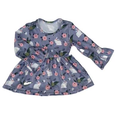 China Breathable Print Design Easter Dress Fashion Girl Fashion Girl Purple Gray Super Cute Dress for sale