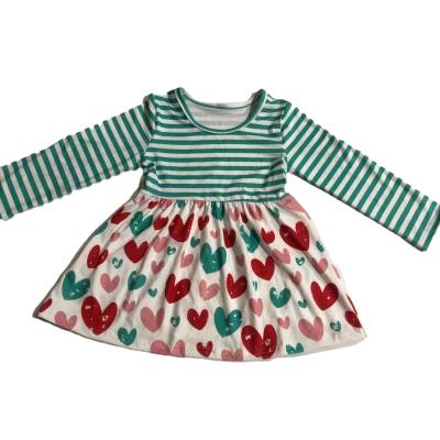 China 2022 new children's casual valentines day set lovely little girls stripe print dress lovely little girls polka dot Valentine's Day outfit &red for sale