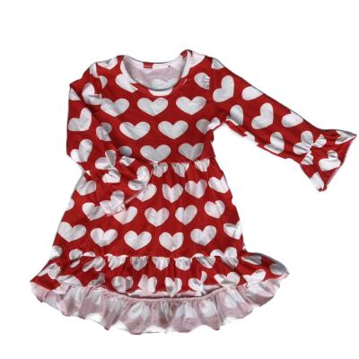 China Valentine's Day Washable Factory Design Long Sleeve Girl's Direct Printing Love Cute Long Skirt Dress for sale