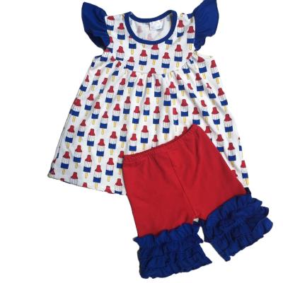 China Factory direct sales casual toddler 4th July clothing set 2022 July hive equipment patriotic fourth popsicle hive for sale