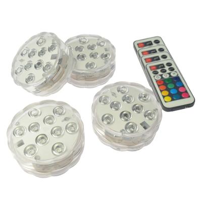 China Waterproof Submersible FOUR IN ONE PACK LED Submersible Lights IR RGB Remote Control Changing Multi Color Light Decoration for sale