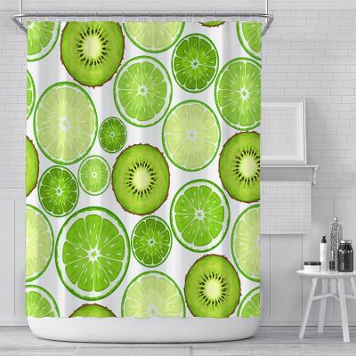 China Smellless Fruits Curtain Bathroom In Sustainable White Lime Background Showers Bathtubs Bathroom Shower Curtains for sale