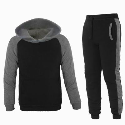 China Breathable Mens Tracksuit Hoodies Gym Contrast Fleece Joggers Set Tracksuit Tops Full And Jogging Bottoms Set for sale