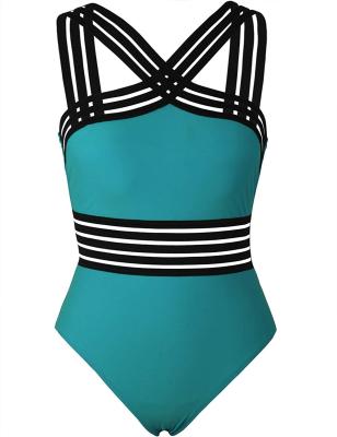 China 2021 Monokinis Women's Breathable Front Crossover Swimsuits Hollow Bathing One Piece Swimwear Suits Beach Wear for sale