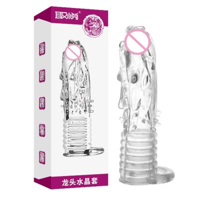 China Cock Ring Sex Toy For Adult Couples Spike Clit Massager Penis Sleeve Dildo Dragon Condom Crystal Reusable Extended Condom Reusable Men's Delay for sale