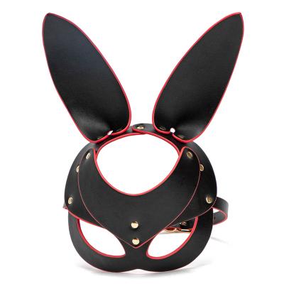 China Hot Selling RPG Game PU Leather Blindfold Bdsm Head Bondage Rabbit Role Play Party Mask for sale