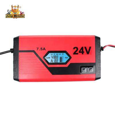 China Screen Display Car Battery Charger LED Display 24V 3.8A 7.5A Automatic Lead Acid Car Battery Charger for sale